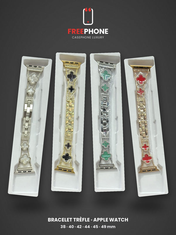 Bracelet Apple Watch Trèfle – Blanc, Noir, Vert, Rouge
