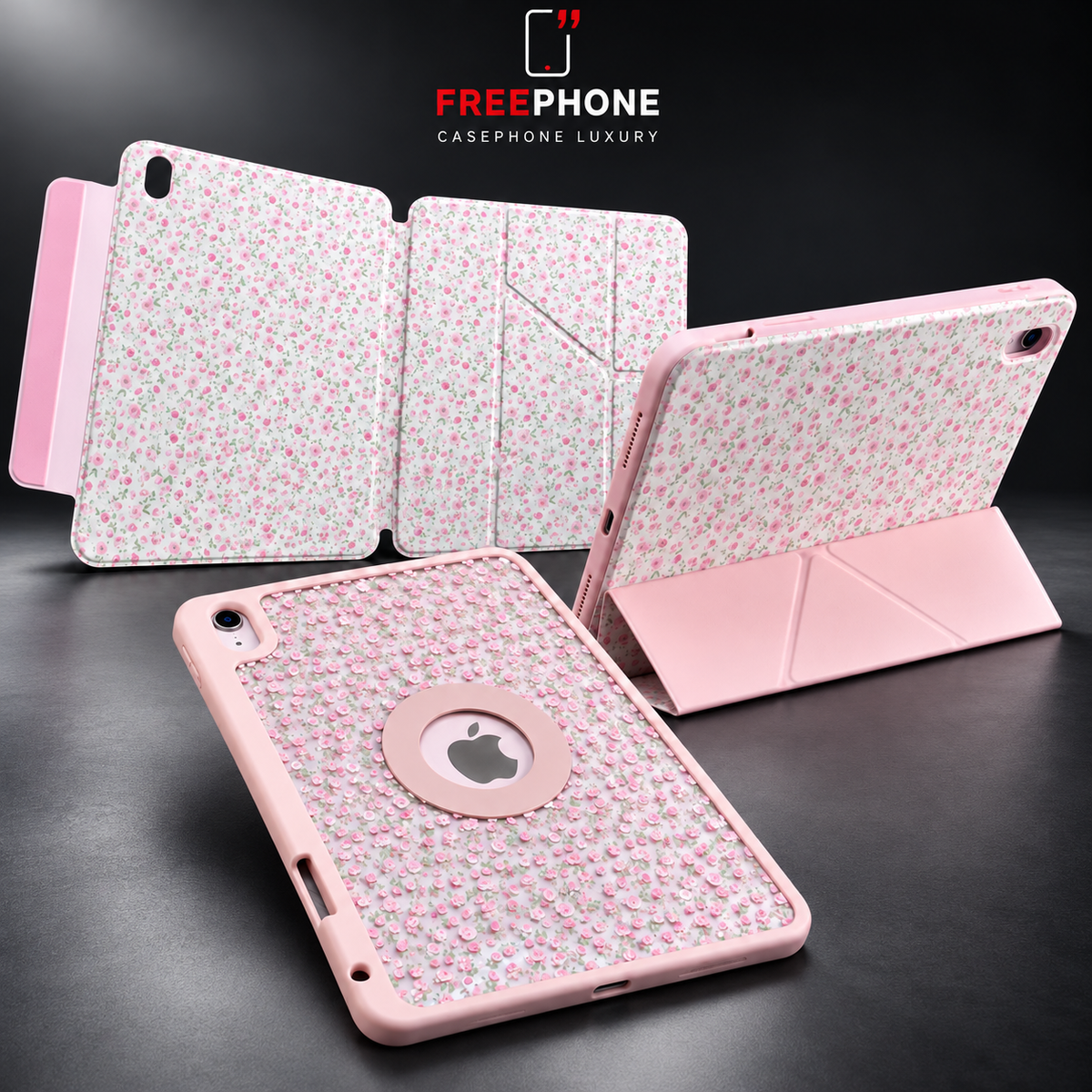 Coque iPad Fleurs Rose