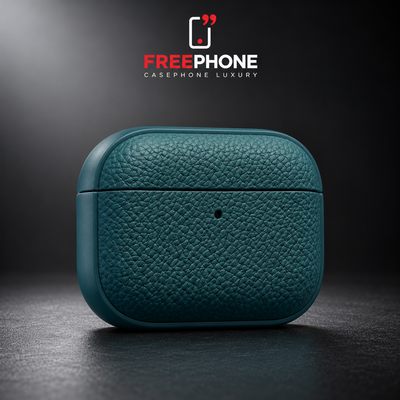 Protection AirPods Cuir – Bleu Pétrole