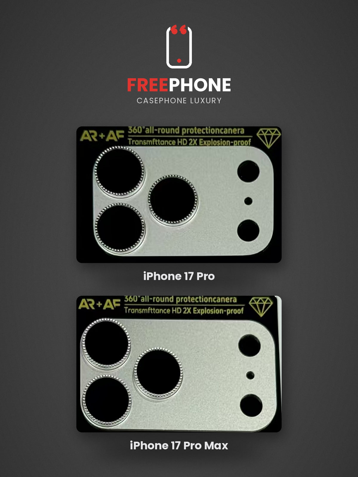 Protection Caméra Diamant Gravé 💎 – iPhone 18 Pro Max / 18 Pro / 17 Pro Max / 17 Pro