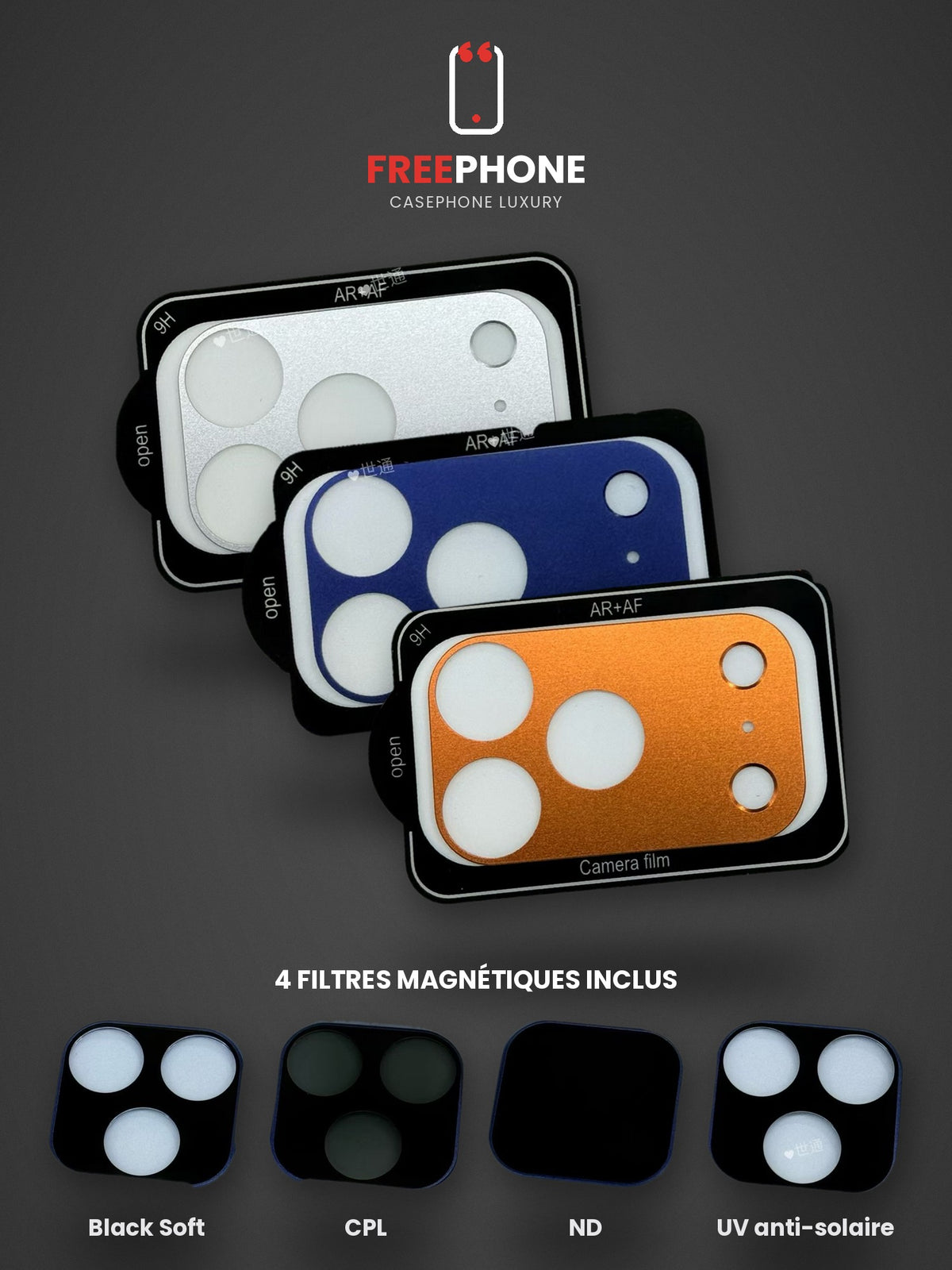 Kit Protection Caméra + 4 Filtres Magnétiques (UV, CPL, ND, Soft) – iPhone 18 Pro Max / 18 Pro / 17 Pro Max / 17 Pro