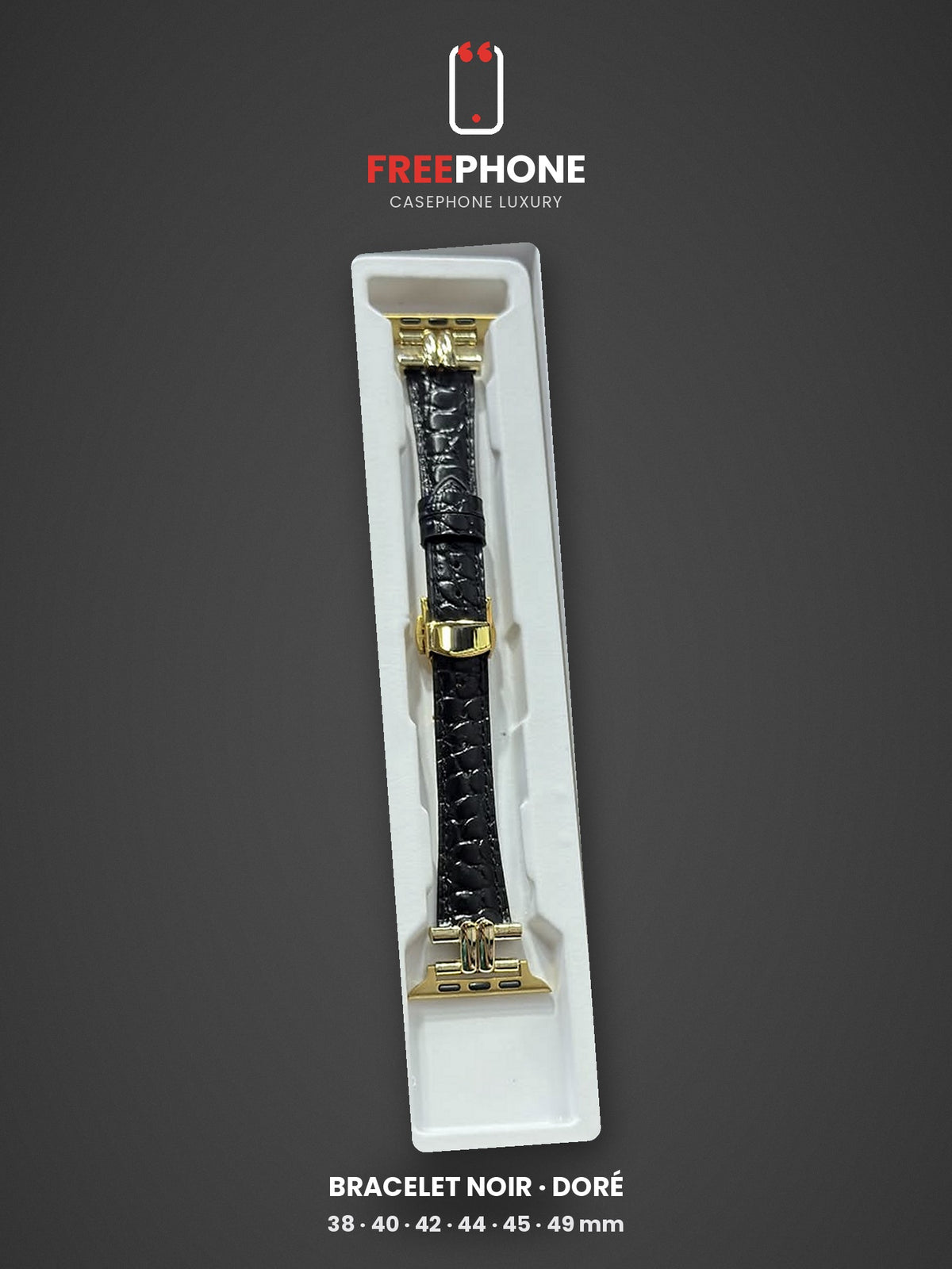 Bracelet Apple Watch Cuir Croco – Rose, Noir, Bleu Ciel
