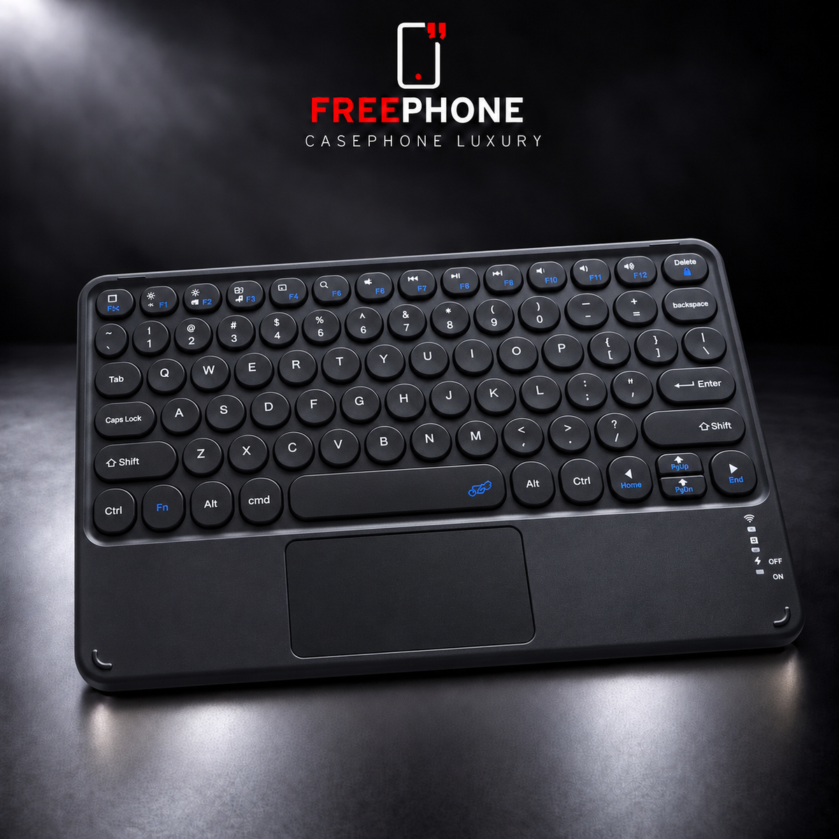 Clavier iPad Bluetooth Touchpad Noir Touches Rondes