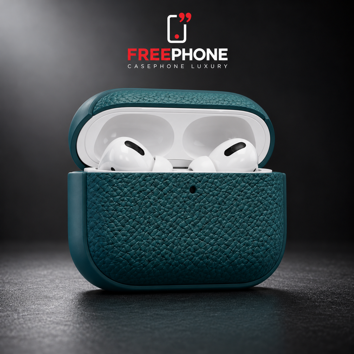 Protection AirPods Cuir – Bleu Pétrole
