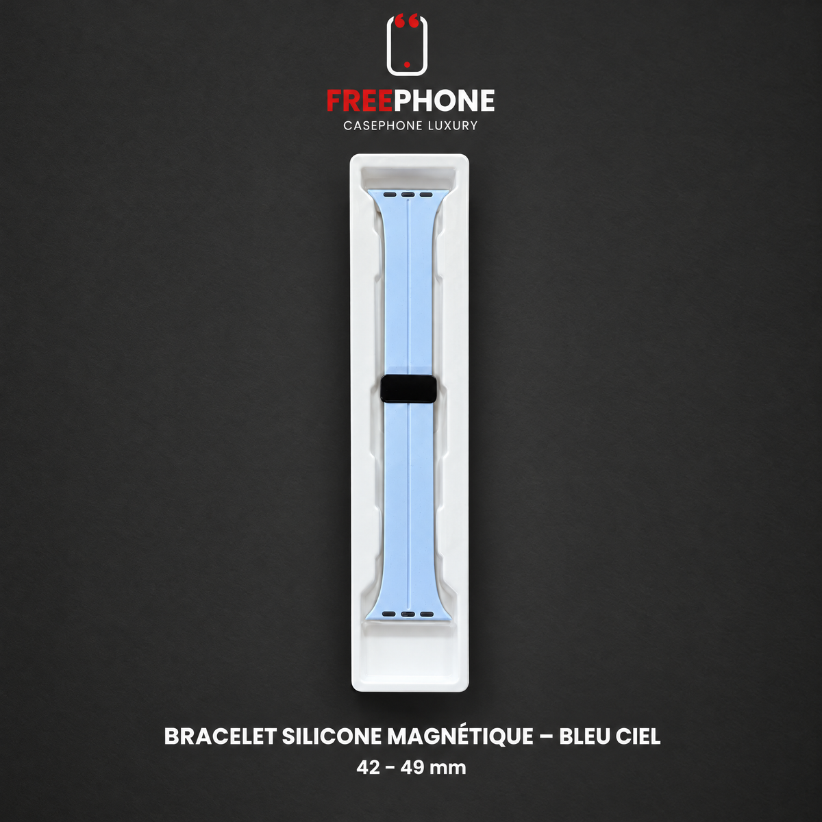 Bracelet Silicone Magnétique – Bleu Ciel