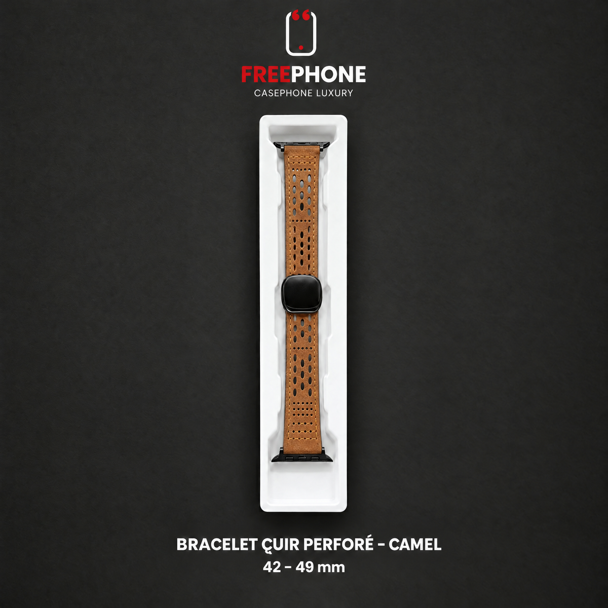 Bracelet Cuir Perforé – Camel