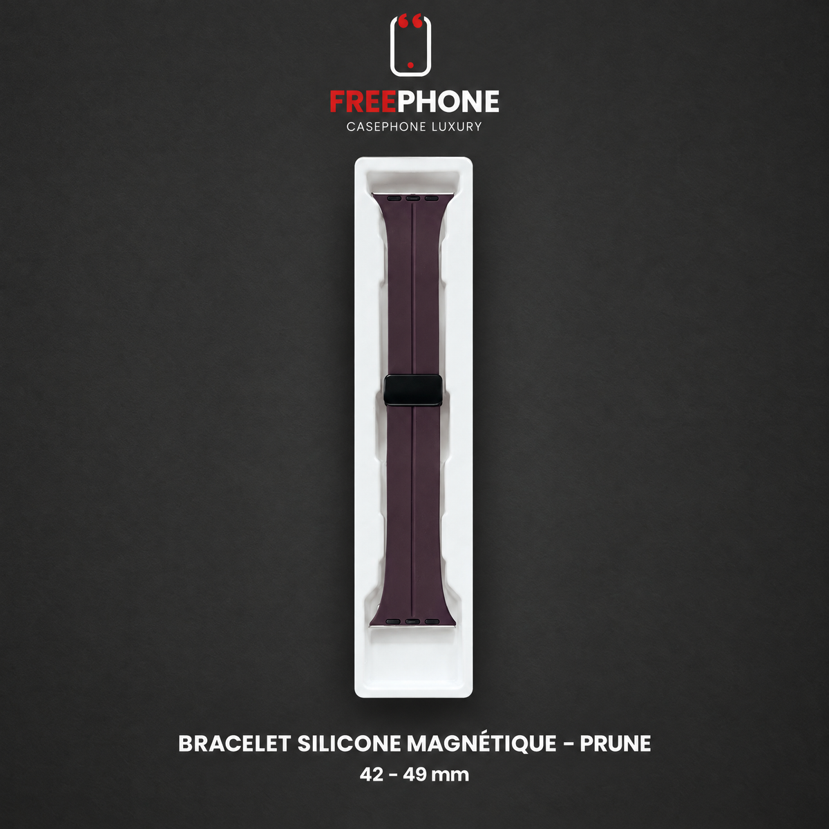 Bracelet Silicone Magnétique – Prune