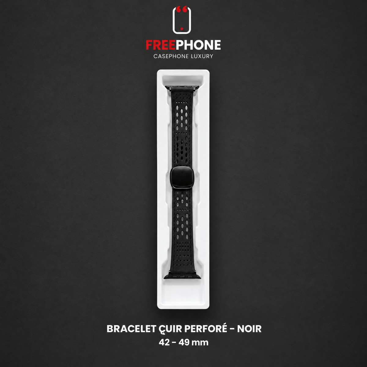 Bracelet Cuir Perforé – Noir