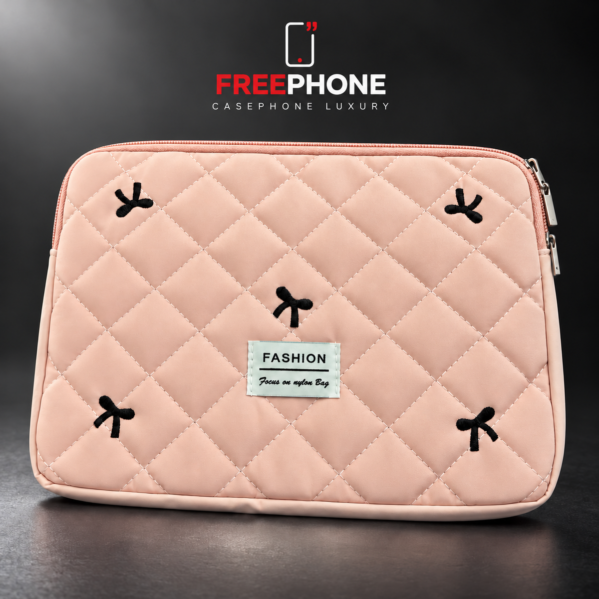 Housse iPad Matelassée Nœuds Rose