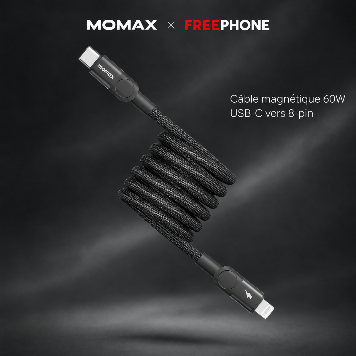 MOMAX Mag.Link Magnetic Cable USB-C to 8-pin 60W