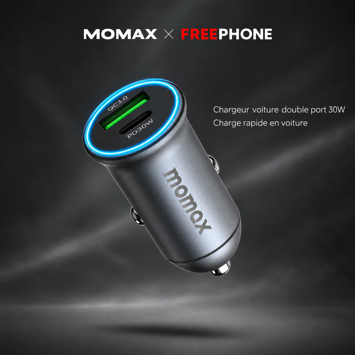 MOMAX MoVe Dual-Port Car Charger 30W