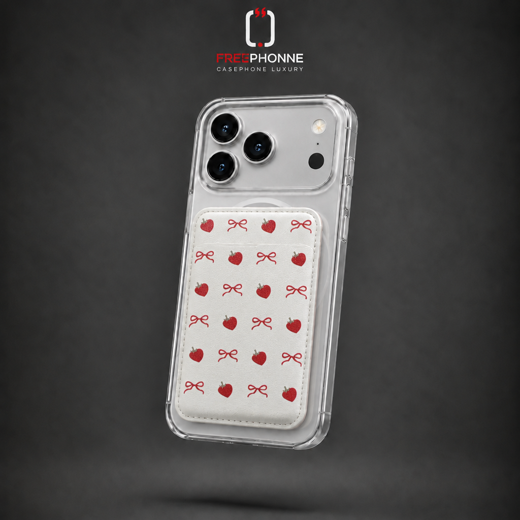 Wallet MagSafe fraises sur iPhone 17 Pro Max