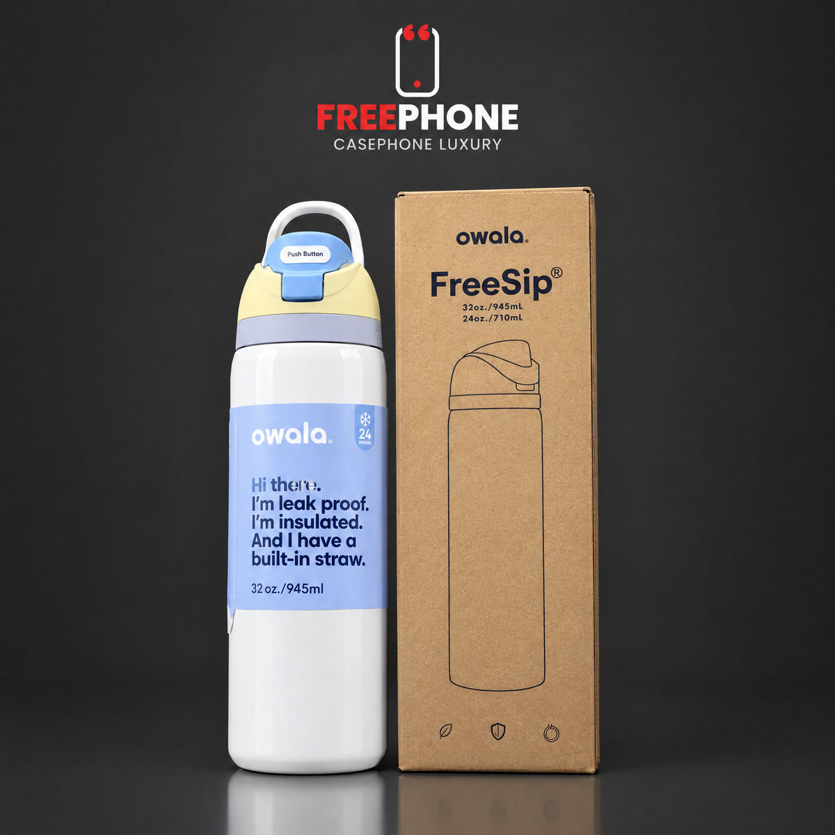 Gourde 32 oz isotherme avec paille – Blanc