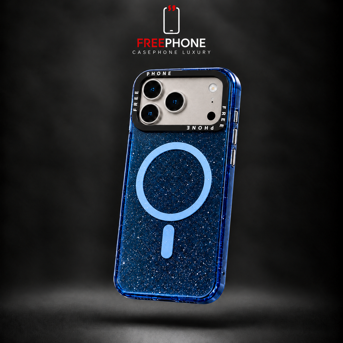 POCHETTE FREEPHONE PAILLETEE MAGSAFE Blue – 17 / 18 Pro Max