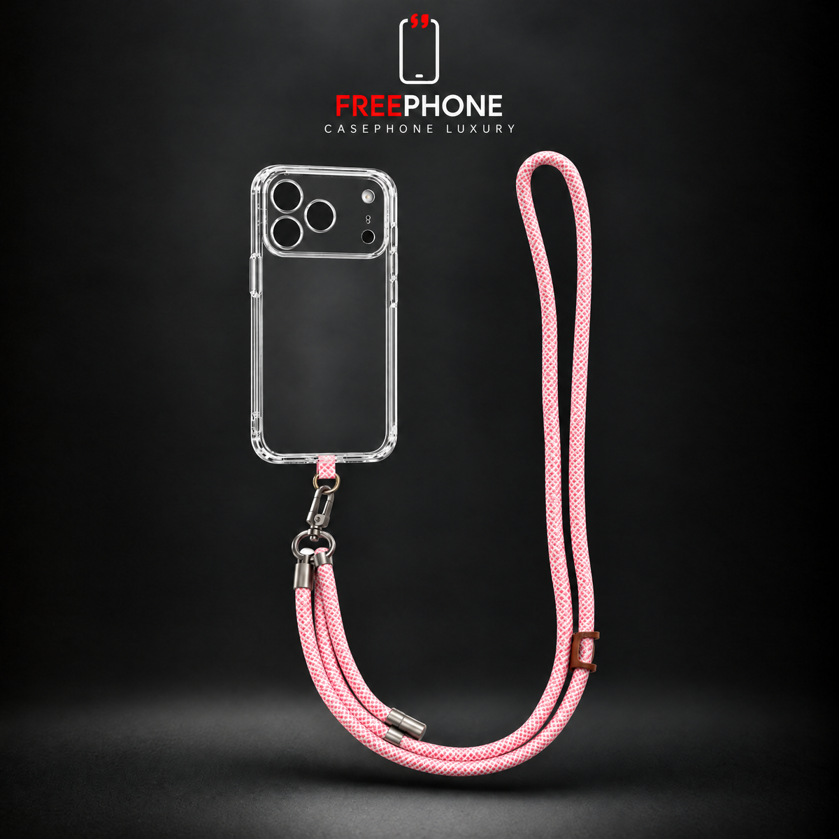Cordon long ajustable Rose & Blanc