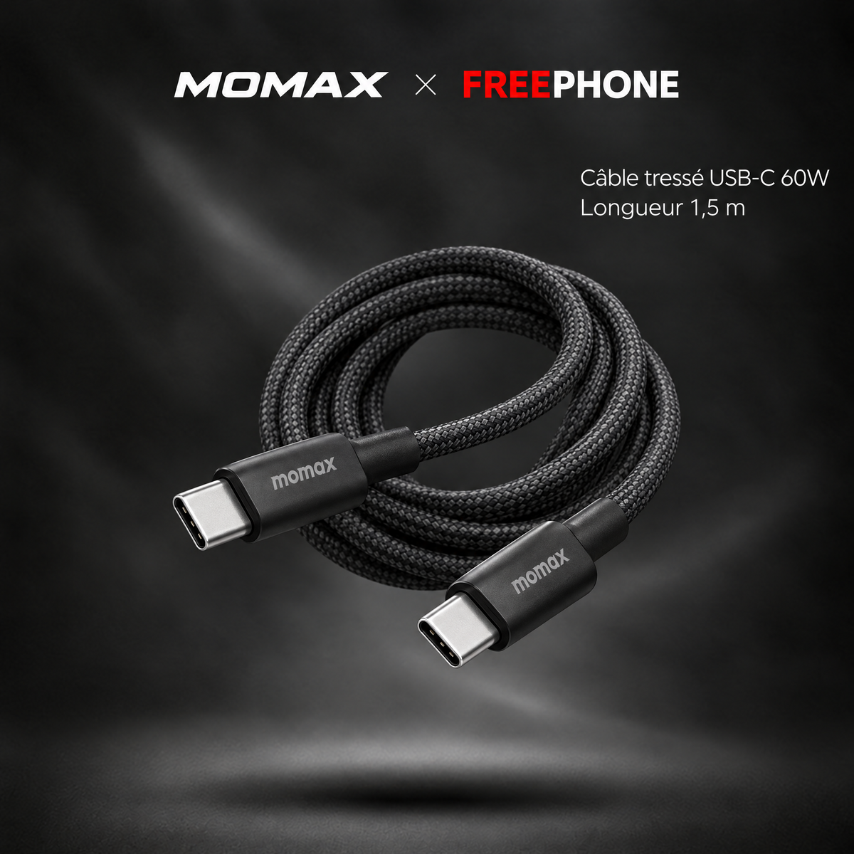 MOMAX Elite câble 60W Noir
