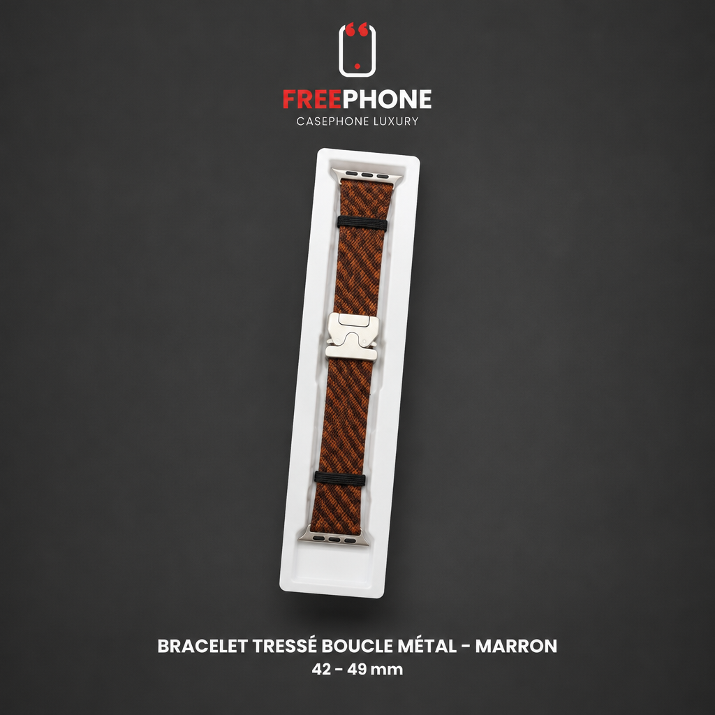 Bracelet Tressé Boucle Métal – Marron