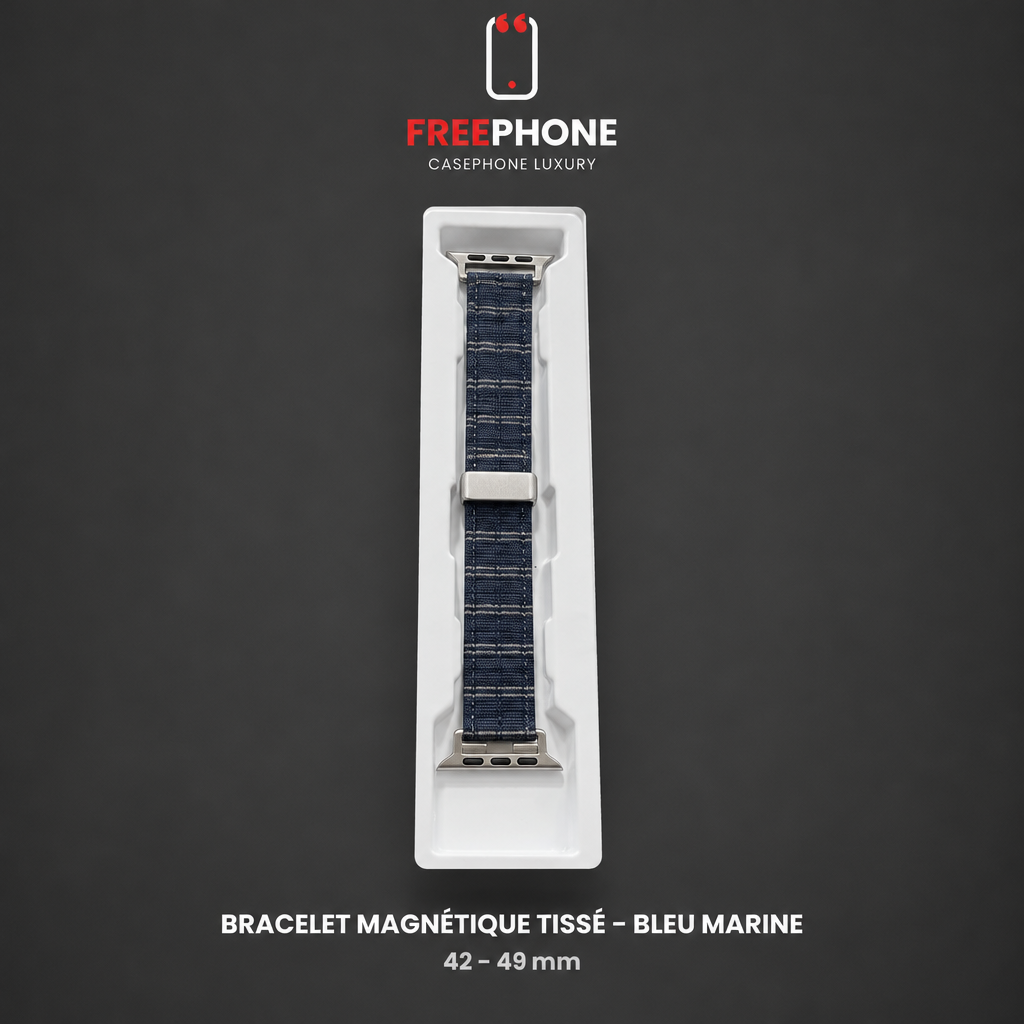 Bracelet Magnétique Tissé – Bleu Marine