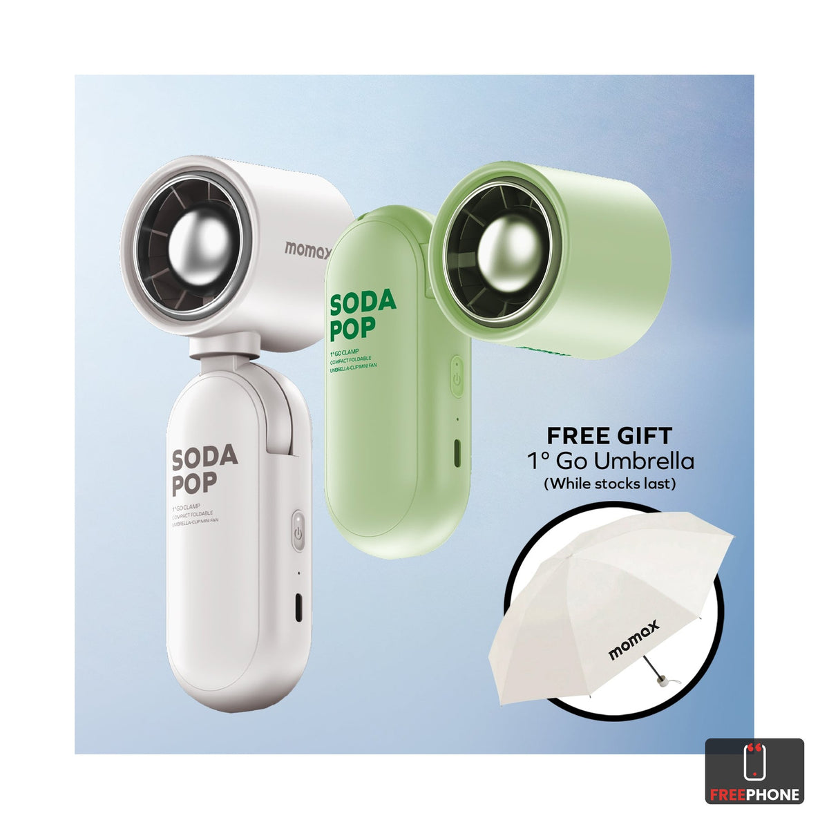 MOMAX 1° Go Clamp Foldable Clip Mini Fan